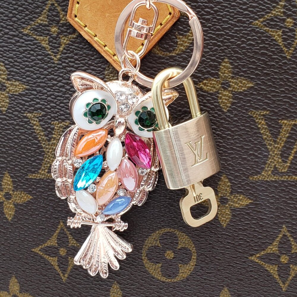Authentic Louis Vuitton Padlock & Key Gold ✨Unbranded Owl Bag Charm Keychain - Picture 6 of 8